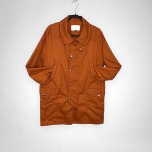 HIGHLAND Orange Button‎ Front Utility Pockets Coat Jacket Medium